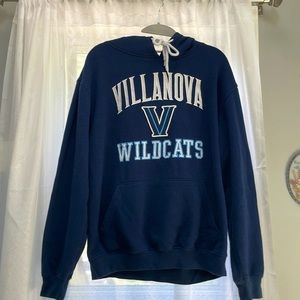 Villanova wildcats hooded sweatshirt. Colors: navy, white, & baby blue